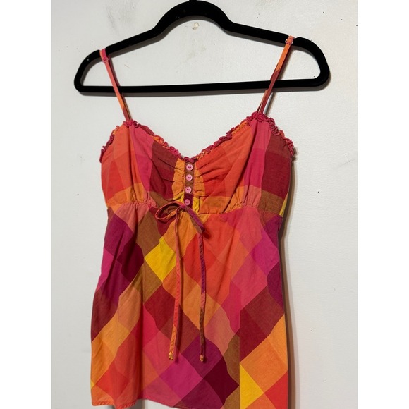 Y2K Aeropostale Babydoll Plaid Cami Top Women Size L Coquette Indie Sleaze - Picture 3 of 9